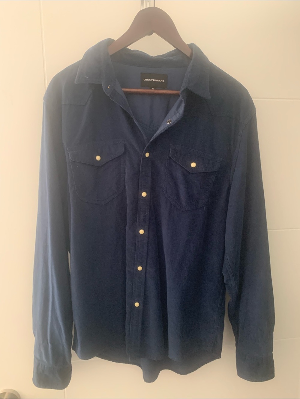 Lucky Brand Navy Corduroy Button-Down Shirt A17